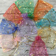  Moon Star Organza Gift Bags sheer bags Wedding Jewellery Packing Candy Pouch 