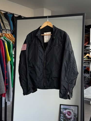Denim & Supply Ralph Lauren Biker Jacket Black Nylon Men's Size L - Picture 9 of 18