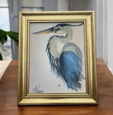 Print Only- Great Blue Heron bird Giclee watercolor print