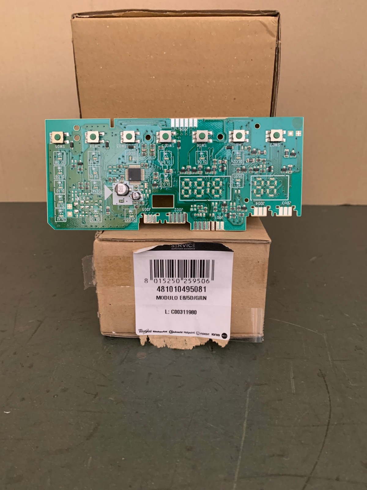 Carte de commande 481010495081 Whirlpool pour programmer et réguler le cycle du lave-linge