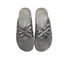 Vionic Claire Gray Suede Slide Sandals Orthotic Comfort Women  s 6 Travel Walking