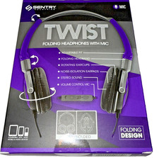Sentry TWIST Folding Stereo Headphones Model HO425 NEW with Mic