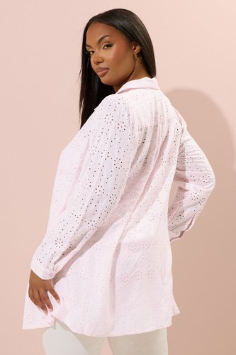 Yours Curve Women's Plus Size Broderie Anglaise Long Sleeve Shirt - Picture 3 of 26