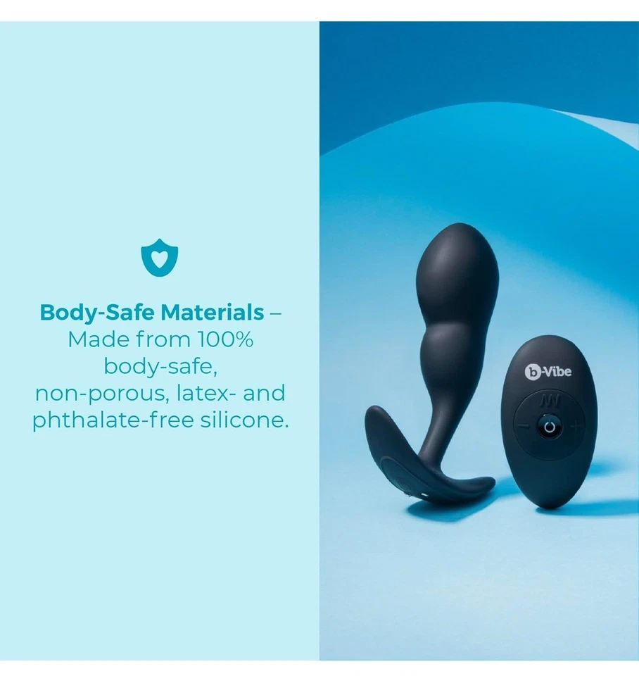 B-Vibe Control Remoto Punto P Recargable Silicona Butt Plug 145g con Base de Succión Foto 4 de 4