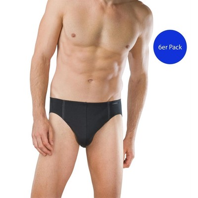 6 Schiesser Herren Slips Supermini Men Brief Basic Slip - Schwarz