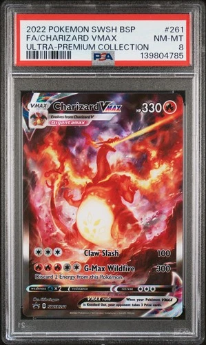 2022 POKEMON SWSH BLACK STAR PROMO #261 FULL ART/CHARIZARD VMAX PSA 8