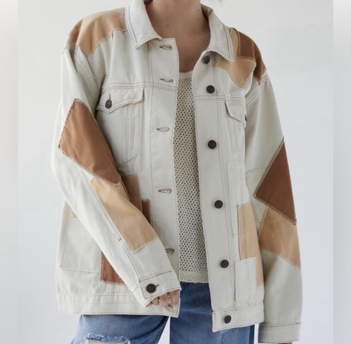 Patchwork Urban Outfitters Brown Jacket Size Small - image 2