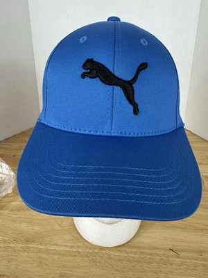 PUMA Tech Performance Stretch FlexFit Golf Hat Blue Size S/M NWOT Logo 9 Lives