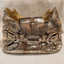 Jimmy Choo Tulita Bag Metallic Gold Purse Python Snake Shiny Leather Glam