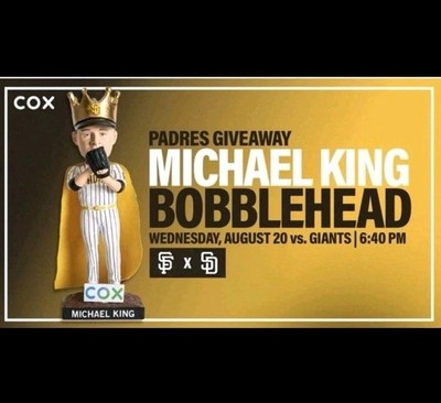 Michael King Bobblehead San Diego Padres 8/20/25 MLB