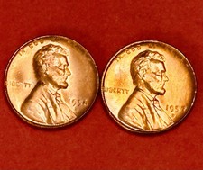 1956-1957-D LINCOLN WHEAT RED BU USA 🇺🇸 2 COIN SET #251