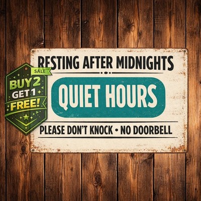 Night Shift Worker Sleeping Wall Decor Man Cave Vintage Metal Sign