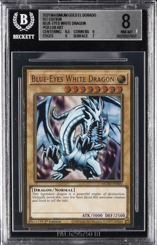 2021 YU-GI-OH! MAXIMUM GOLD EL DORADO #MGED-EN001 BLUE-EYES WHITE DRAGON BGS 8