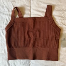 Abercrombie Brown Ribbed Seamless Stretch Sports Bra Wireless Pullover Women's S