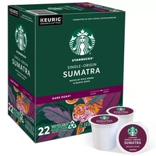 Starbucks K-Cup Coffee Pods, Dark Roast, Sumatra for Keurig Brewers, 88 ct