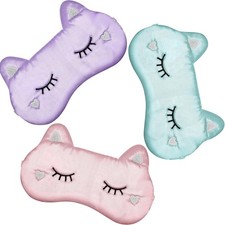 3 Pieces Sleep Mask for Kids Girls Cute Cat Sleeping Eye Cover Soft Mask