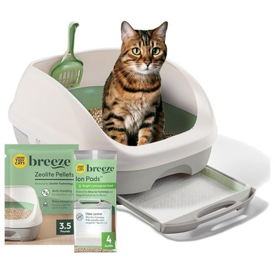 Compact Purina Breeze Cat Litter Box - Eco-Friendly Pads & Pellets Included