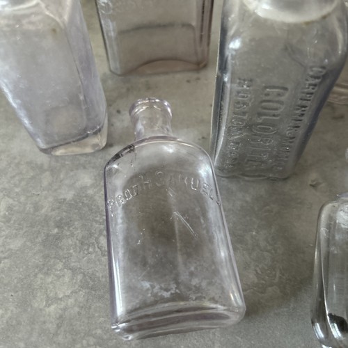 Lot of 10 Antique Clear Magnesium Amethyst Mustard Barrel Bottle Flare Mouth - Picture 4 of 10