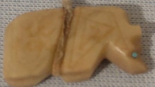 Native American Handcarved 1 1/8" Bear Fetish On 8 1/2" L. String Necklace