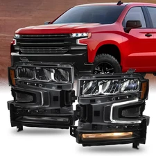 - Fit 2019 2020 2021 Chevy Silverado 1500 LED DRL W/Halogen Signal Headlight Rep
