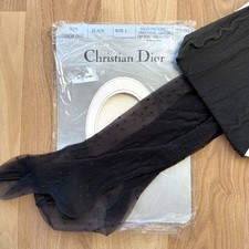 Vintage Christian Dior Black Tights Swiss Dot Sheer Size 1  Dior Dot  Hoisery