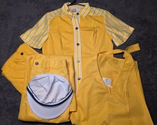 Vintage 70s McDonald  s Uniform Yellow Pantsuit Top Pants Apron Hat