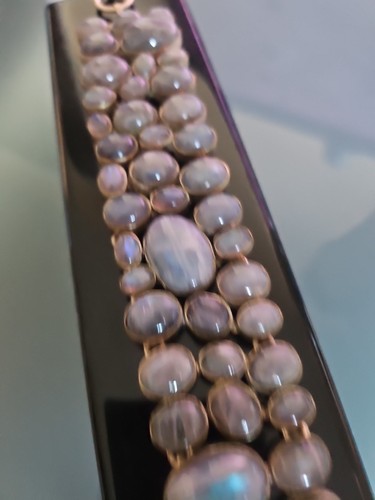 Genuine Labradorit Big 3 Raws Tennis 925 Sterling Silver 70g Bracelet 7-8" NWOT - Picture 16 of 18