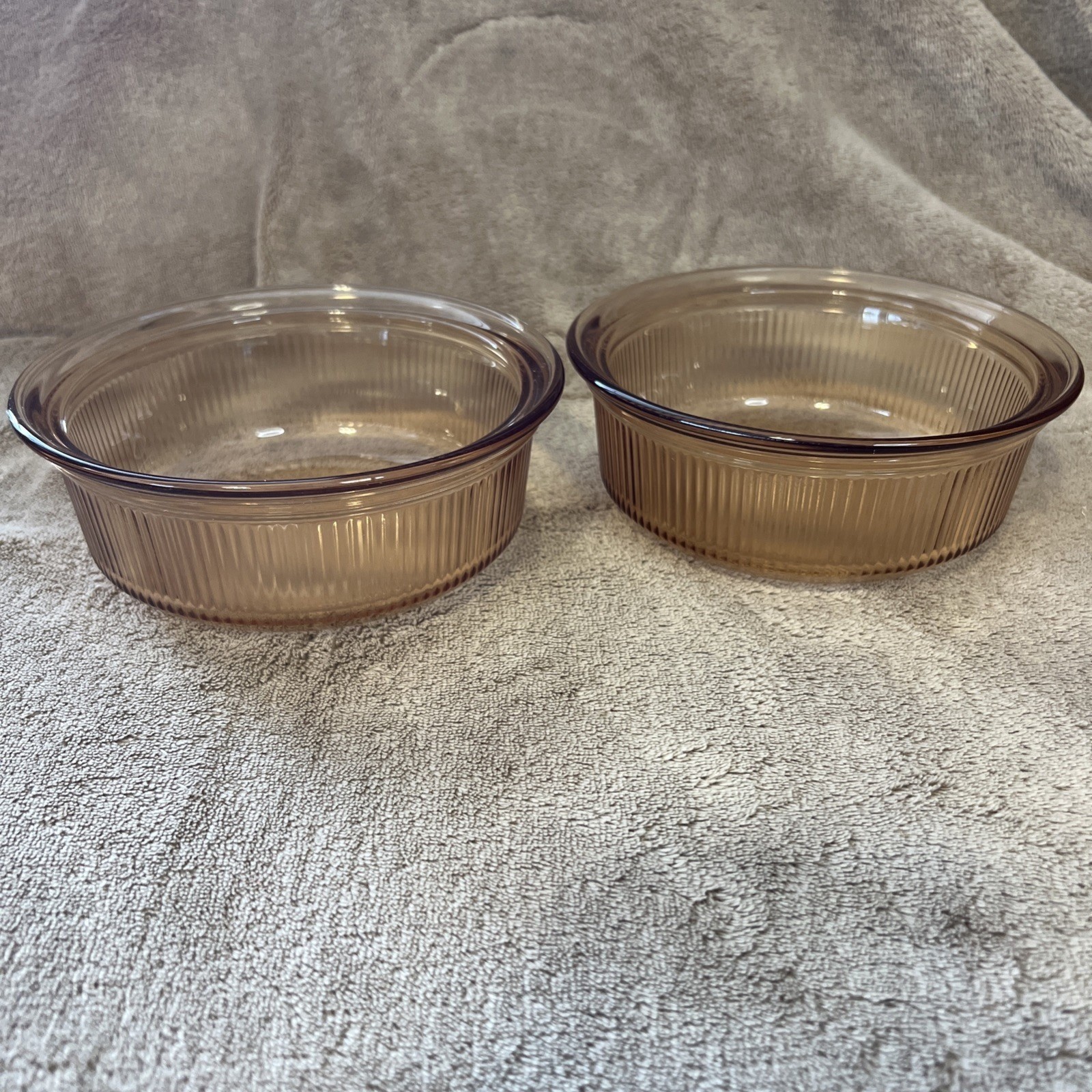 Vtg 2 Corning Ware Visions Amber Glass Bowls Storage 1 Pint C-16-B