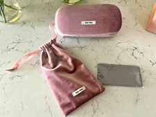 Miu Miu Pink Hard Eyeglass Case for Glasses with Drawstring Pouch and cloth