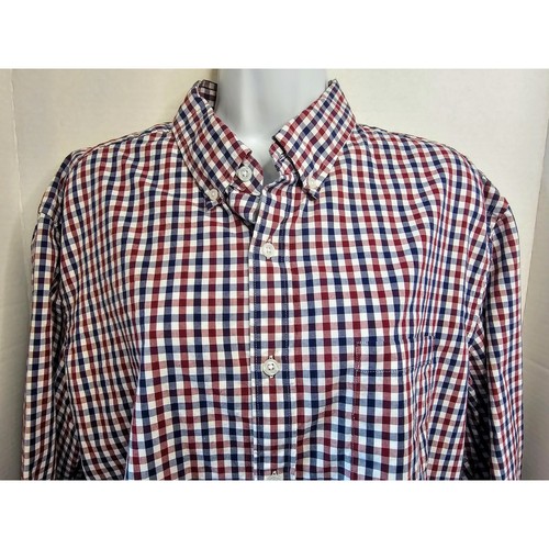 J.Crew Mens XL Mercantile Slim Flex Washed Checkered Button Down Shirt Red/Blue - Picture 2 of 5