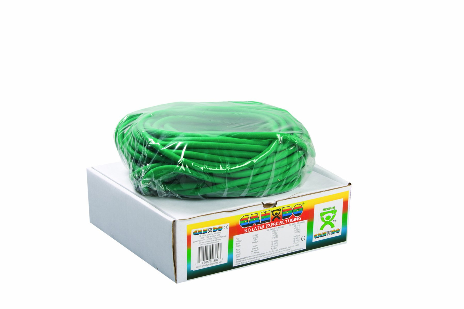10-5723 Green Latex-Free Medium Resistance Exercise Tubing 100' Length