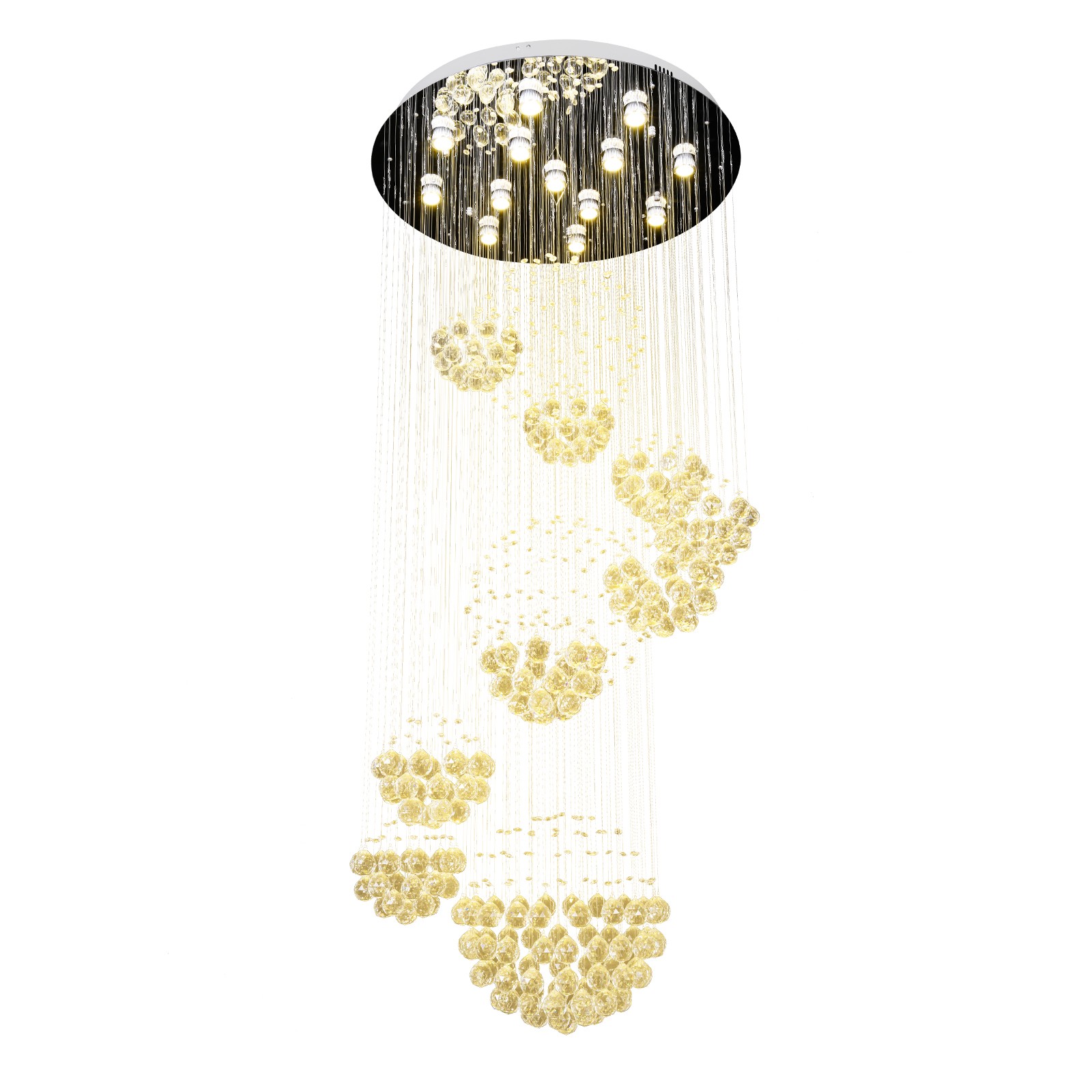 Hall Foyer Pendant Ceiling Lamp Modern Luxury Rain Drop Crystal LED Chandelier