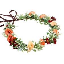 Orange Rose Flower Crown, Fairy Boho Flower Headband for Women