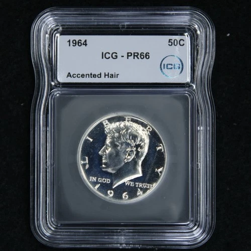1964 Kennedy Silver Half Dollar Accented Hair Rare Variety PR66 50C Fifty Cents