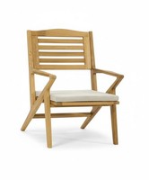 Brauner Gartenstuhl Designer Holzgestell Polstersitzkissen SitzmöBel