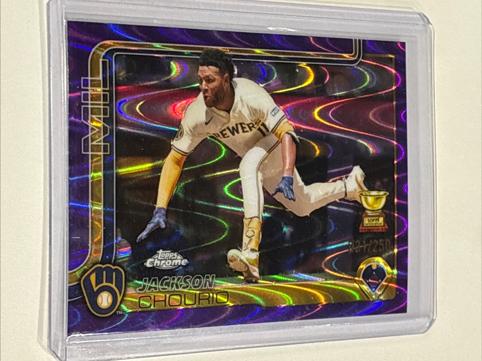 2025 Topps Chrome - Jackson Chourio #262 Purple Raywave Refractor /250