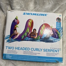 Swimline 9087 Giant Inflatable Pool Float Two-headed Curly Serpent Float 9’x1’