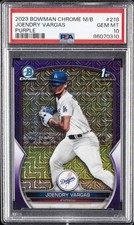 2023 BOWMAN MB CHROME PURPLE REFRACTOR #218 JOENDRY VARGAS 214/299 PSA 10