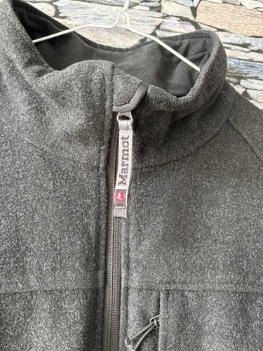 Marmot Wool Blend Outdoor Shell Jacket Men's XL Full Zip Hiking Coat Black - Picture 5 of 12