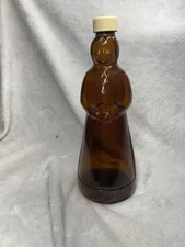 Vintage 1980's Amber Glass Mrs. Butterworth's 10" Pancake Syrup Bottle 24 oz.