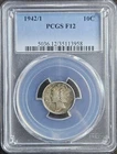 1942/1 Mercury Dime PCGS F12 Overdate Fine Toned Eye Appeal Key Date
