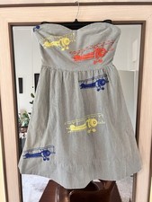 Anthropologie Wright Airplane Embroidered Sz 2 Green Stripe Moulinette Soeurs