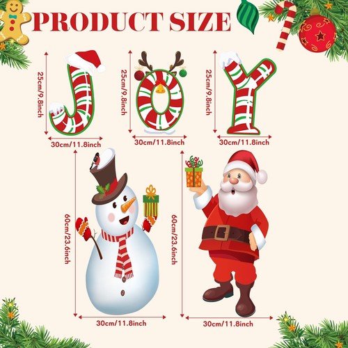 5 Pieces Outdoor Christmas Decoration with 5 Lights String Joy Christmas Yard... - Bild 2 von 6