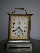 Pendolo Gabbia Sveglia c-1900 Orologio Meccanico Cartoniere IN Ferro Rame Antico