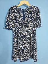 Shein Ladies Size S Navy Gray White Short Sleeved Dress
