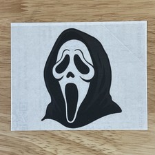 Ghost Face Clear Sticker Square Transparent Background 4.75x3.75 Inch