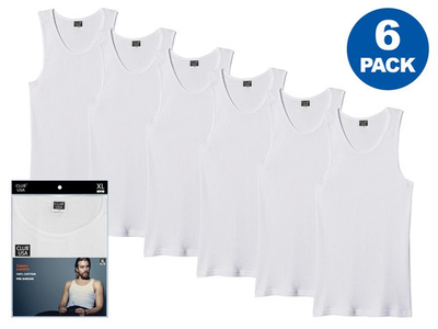 #ad #ad 6 Pack Men#x27;s White Ribbed Tank Tops 100% Cotton A Shirt Undershirt $19.95