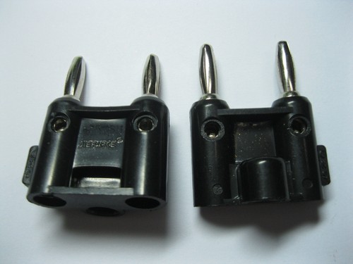 4 pcs Screw Type Dual Banana Plug Speaker Connector Black Color New - Picture 2 of 3