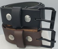 Men's Real Genuine Leather Belt Brown  Black 1.5" Wide One Piece Leather Belt
