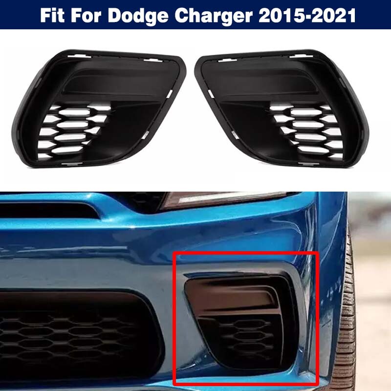 Pair Front Bumper Fog Light Lamp Cover Bezel Trim For Dodge Charger  2015-2021